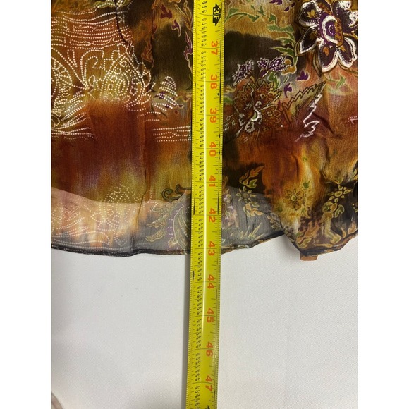 Vintage Y2K 100% SILK Halter Mini Dress Size 14 Open Back Lined Boho Browns - Picture 10 of 13